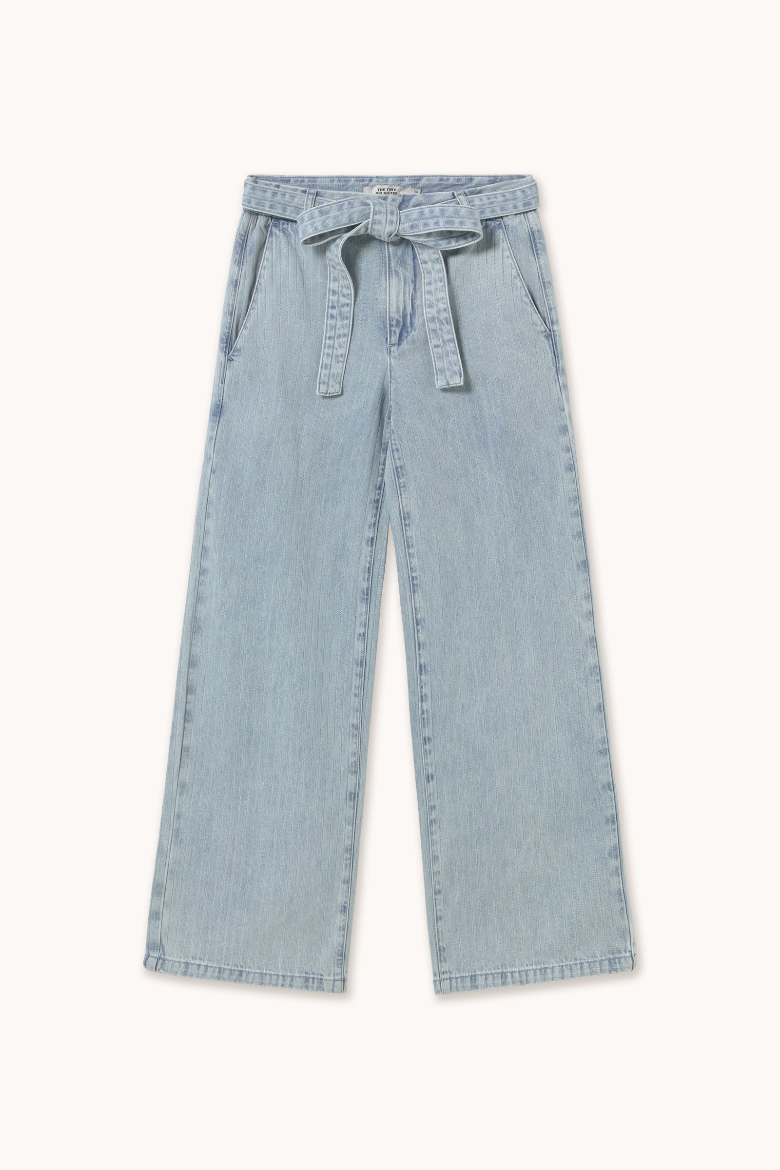 STRIPED DENIM PANTS washed blue
