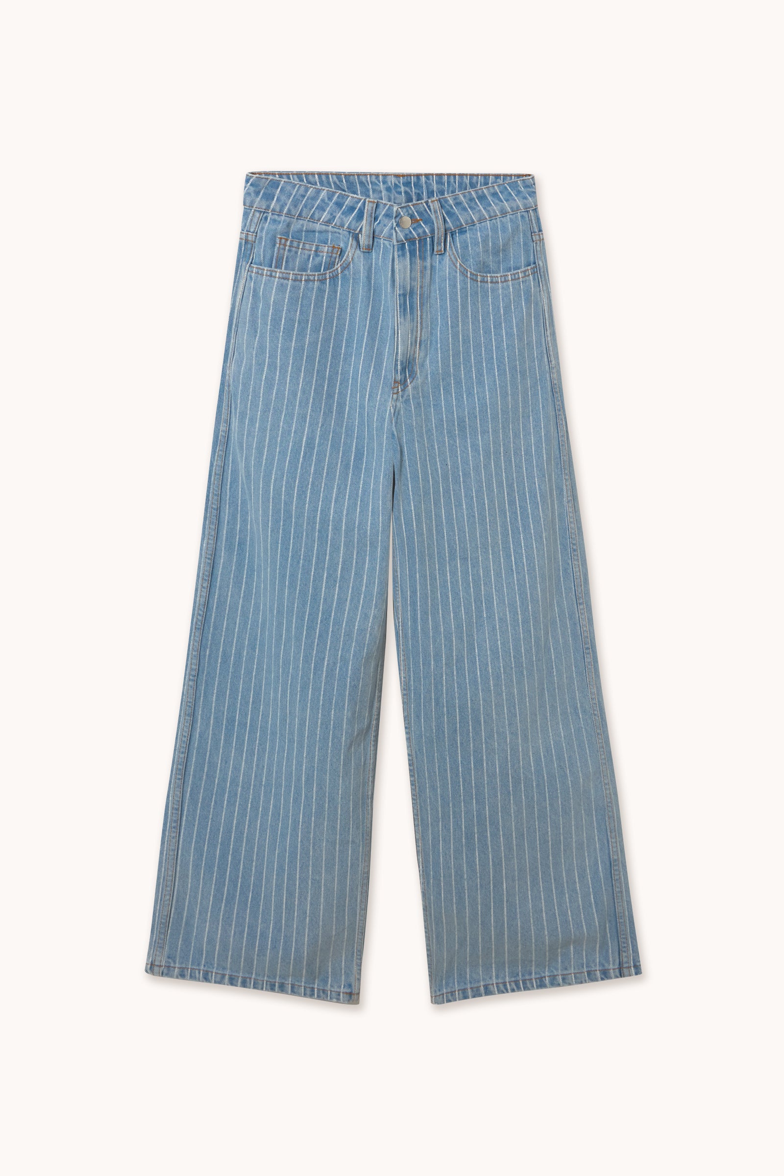 BERTA STRIPED DENIM medium wash denim