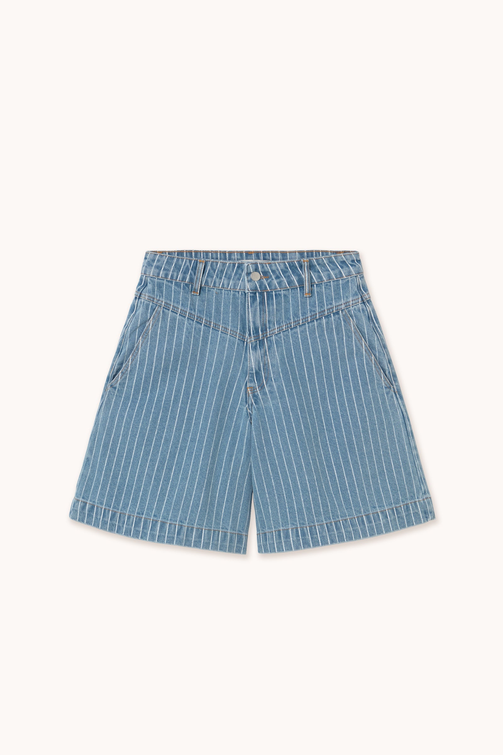 DENIM STRIPED BERMUDA medium wash denim