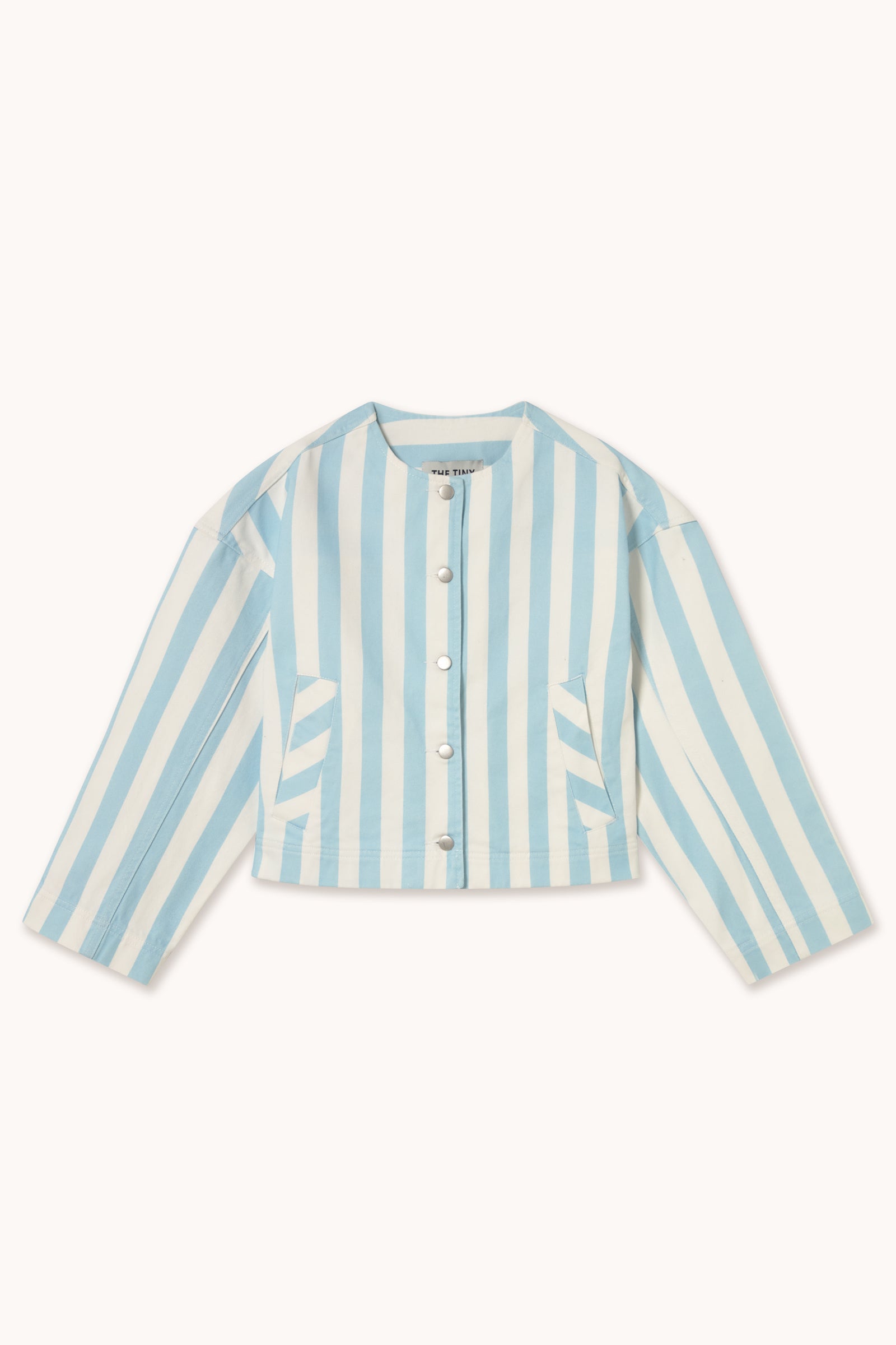 STRIPED CROPPED JACKET pretty blue