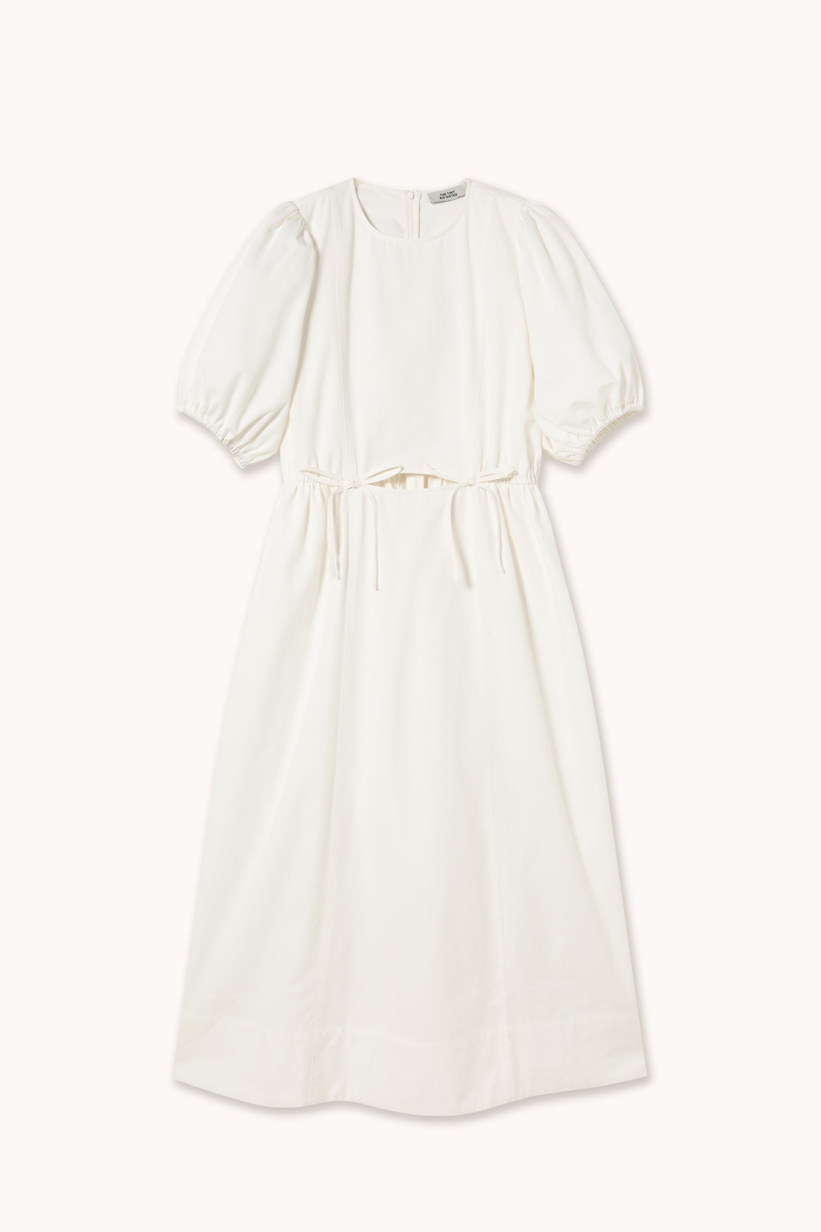 VESTIDO MIDI CON MANGA ABULLONADA off-white