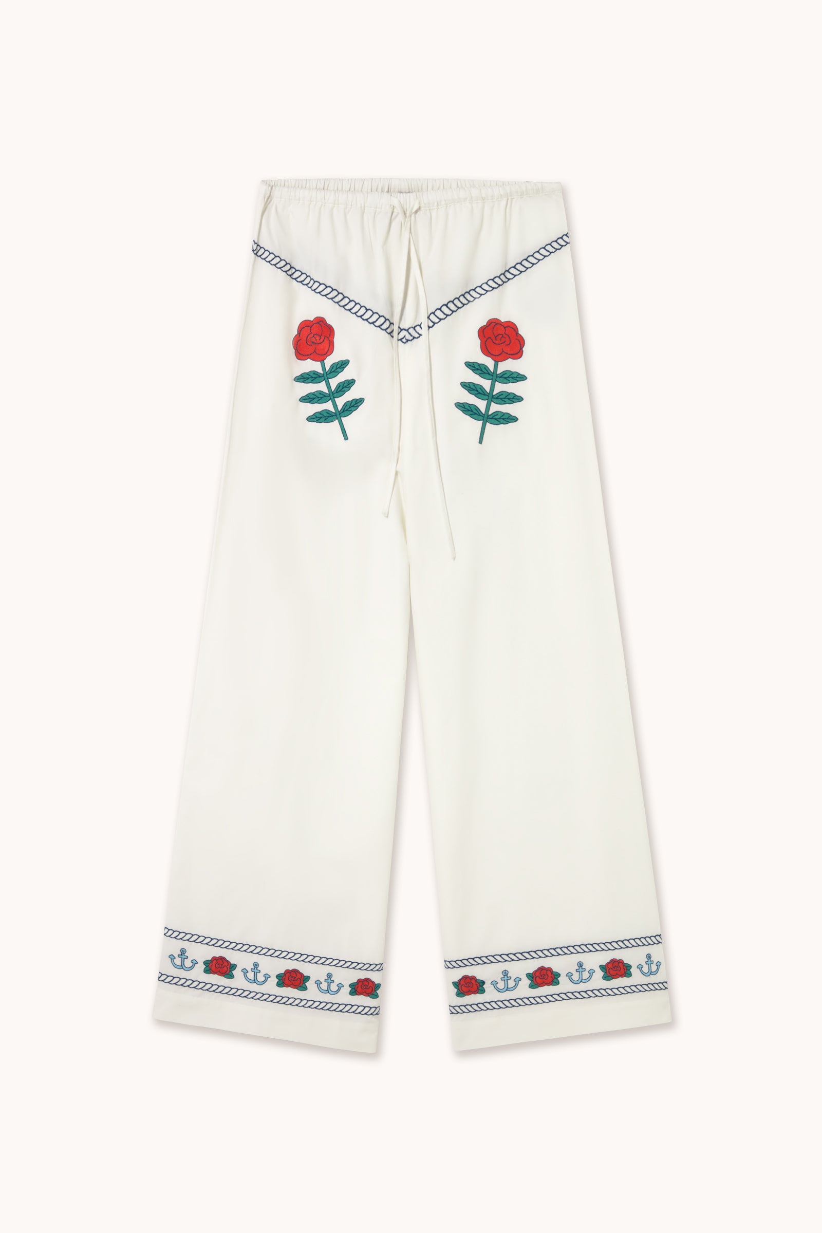 EMBROIDERED PANTS off-white