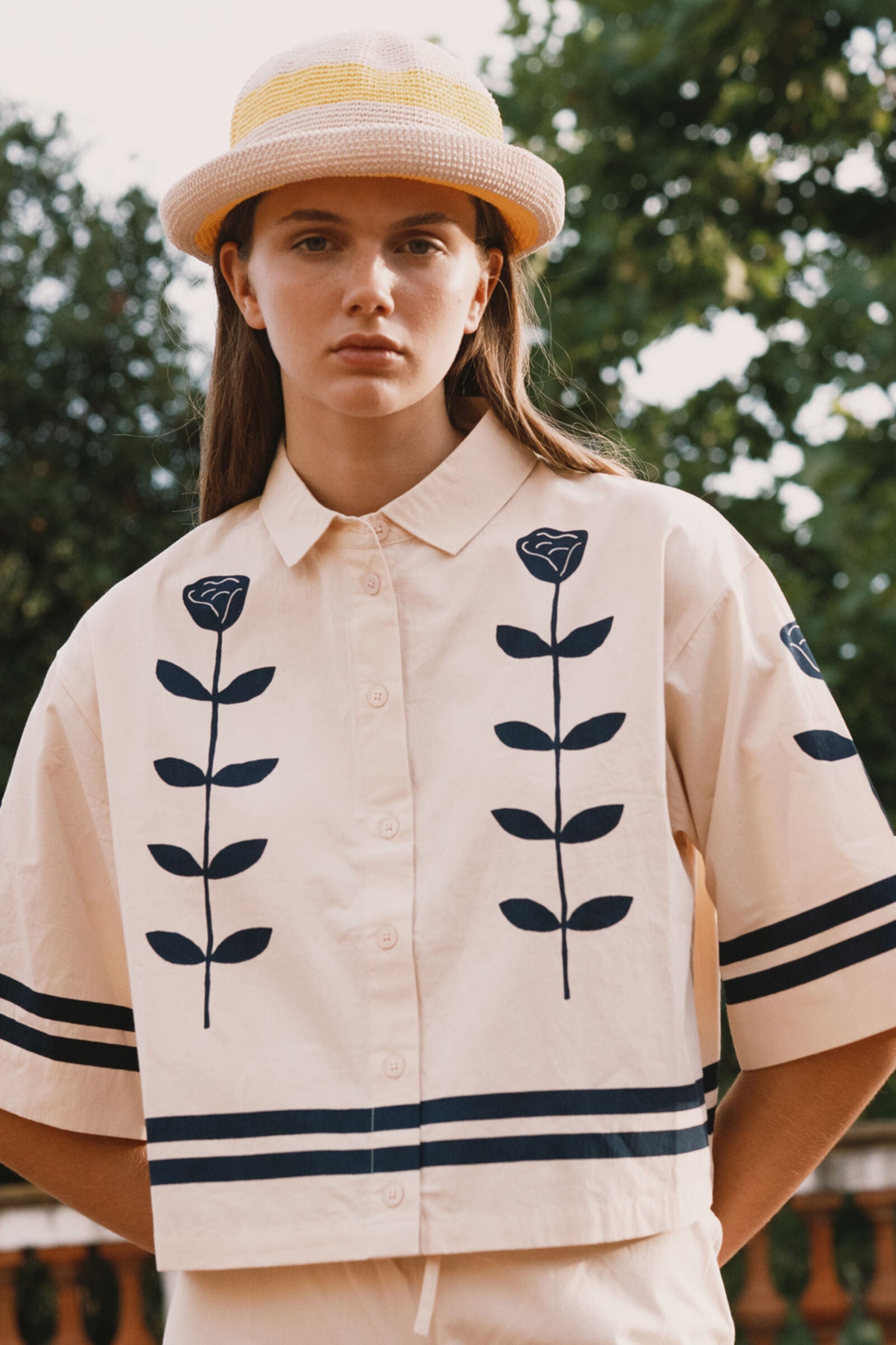 CAMISA FLOWERS light cream