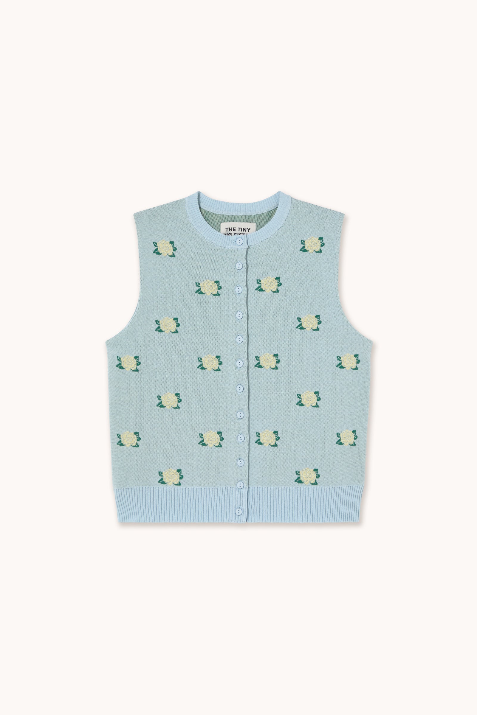 FLOWERS JACQUARD VEST pretty blue