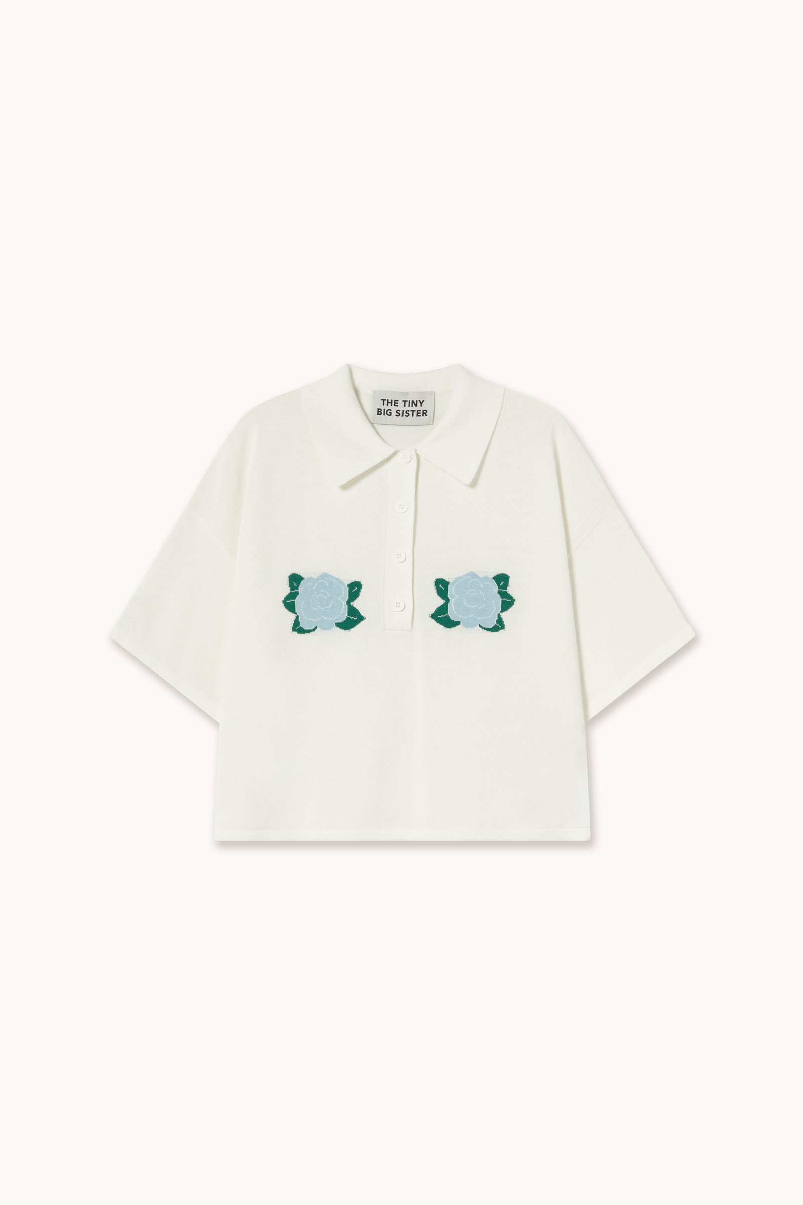 FLOWERS KNITTED POLO off-white