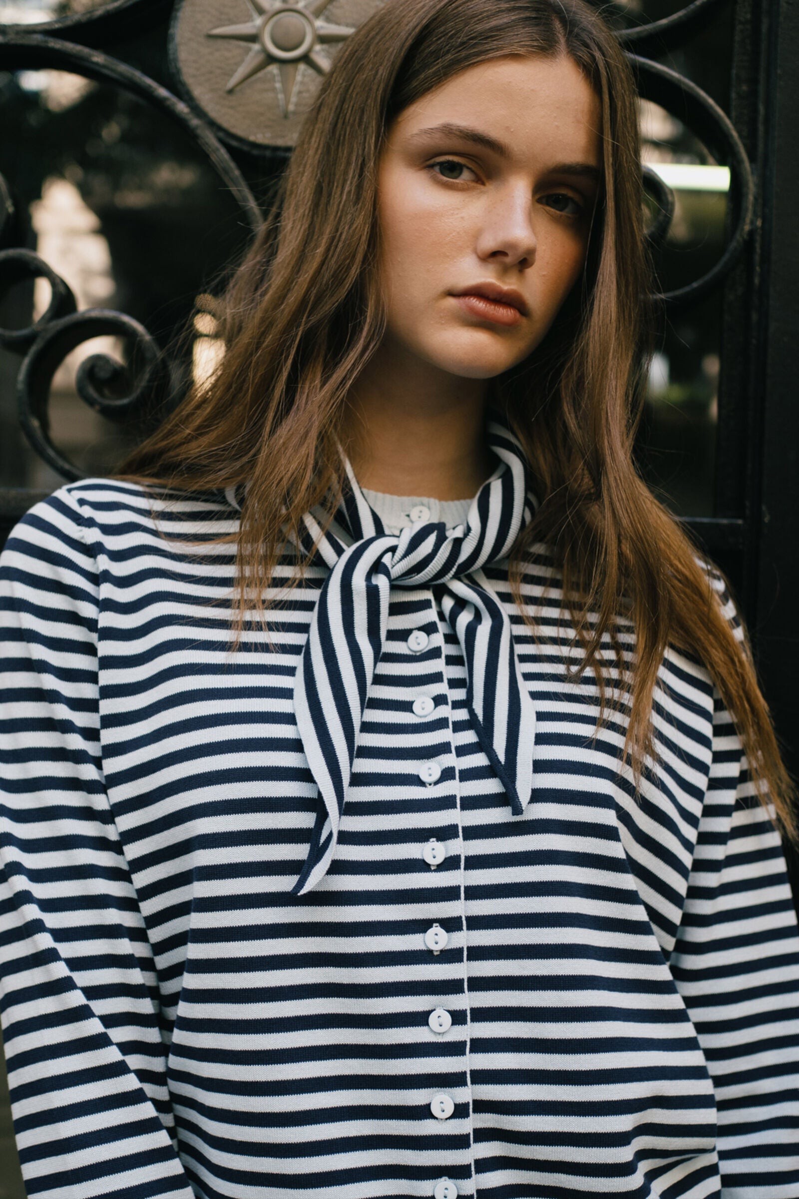 STRIPED SCARF NECK LARA CARDIGAN pretty blue/navy