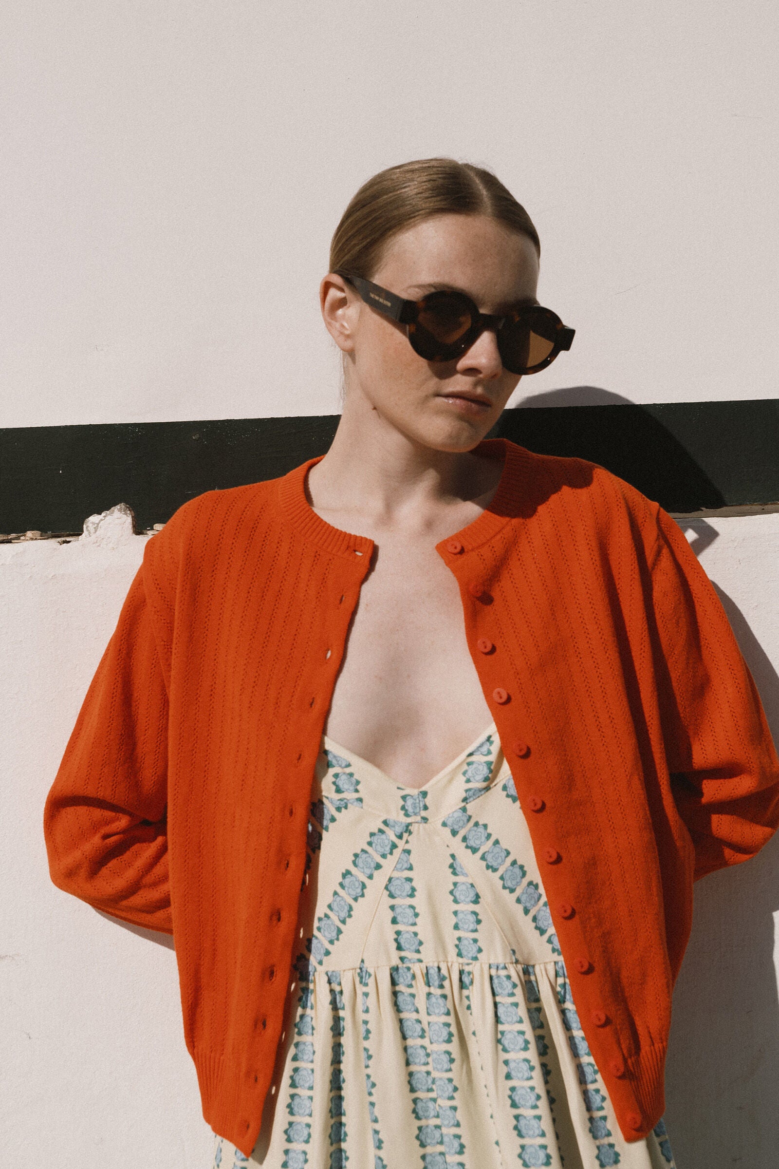 STRIPED LARA CARDIGAN summer red