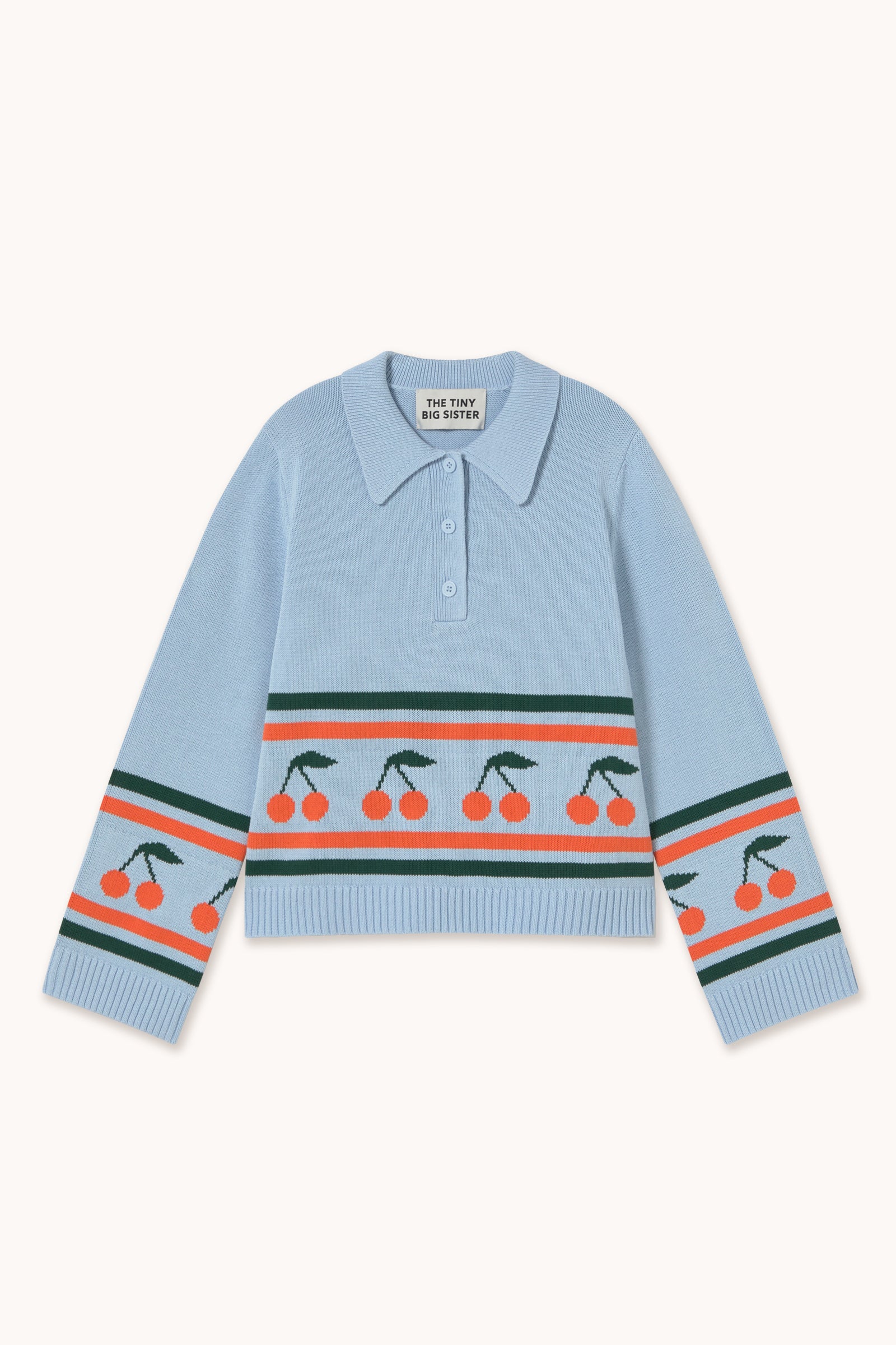 CHLOE CHERRIES POLO SWEATER pretty blue