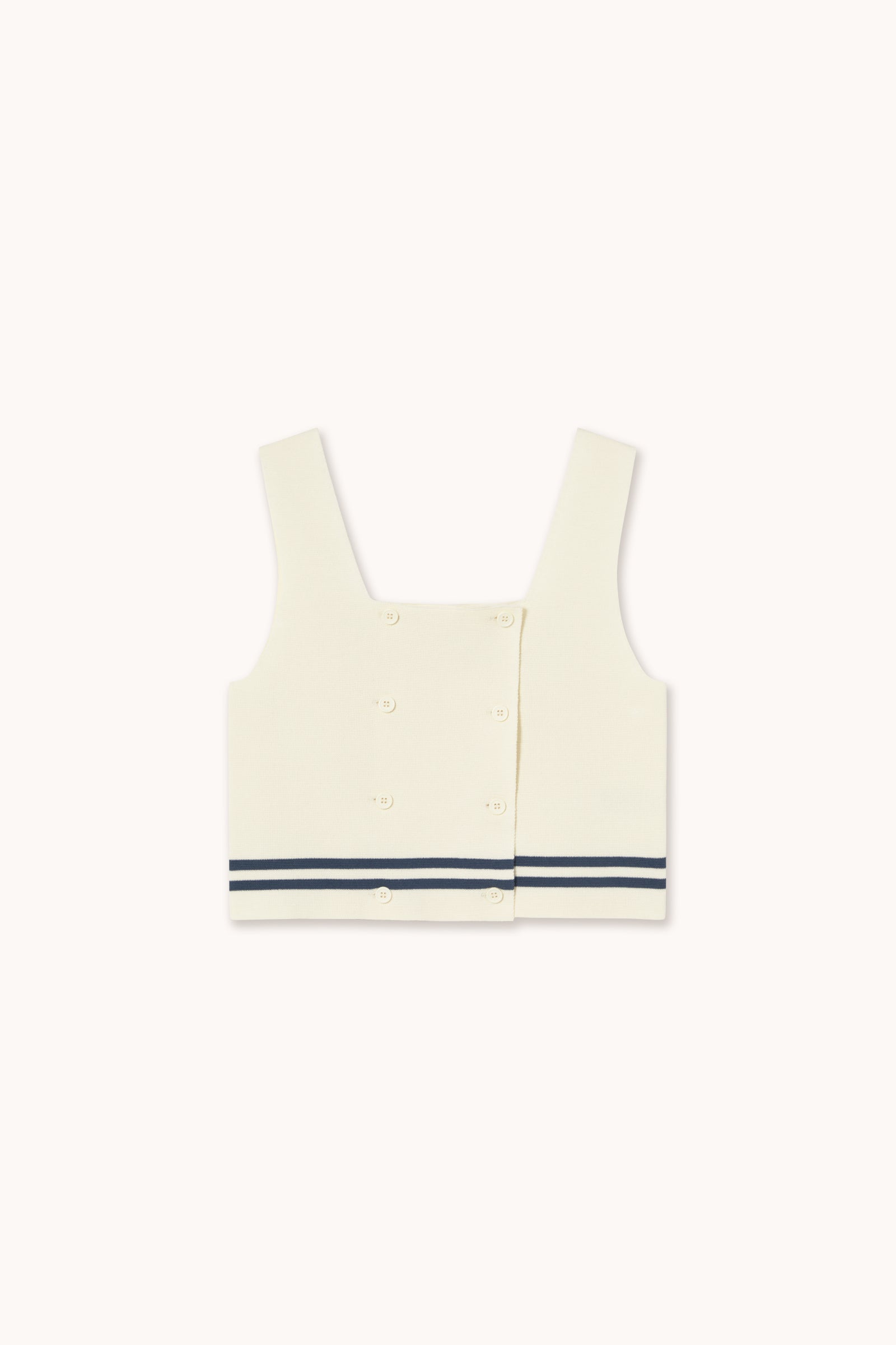 TOP CON BOTONES A RAYAS off-white
