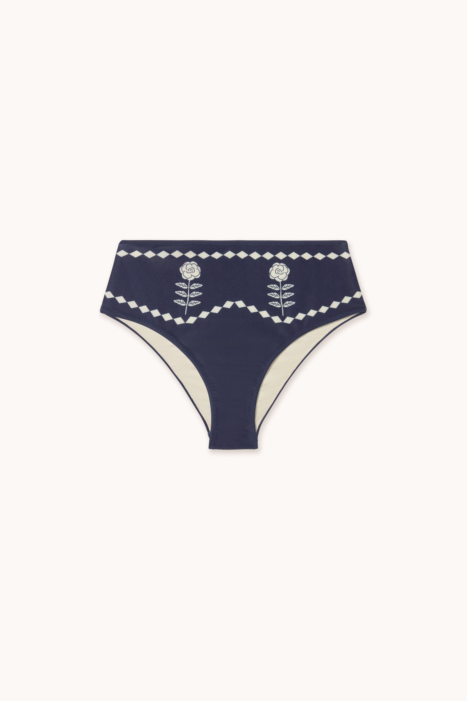 ROSES HIGH-WAISTED BIKINI BOTTOM navy