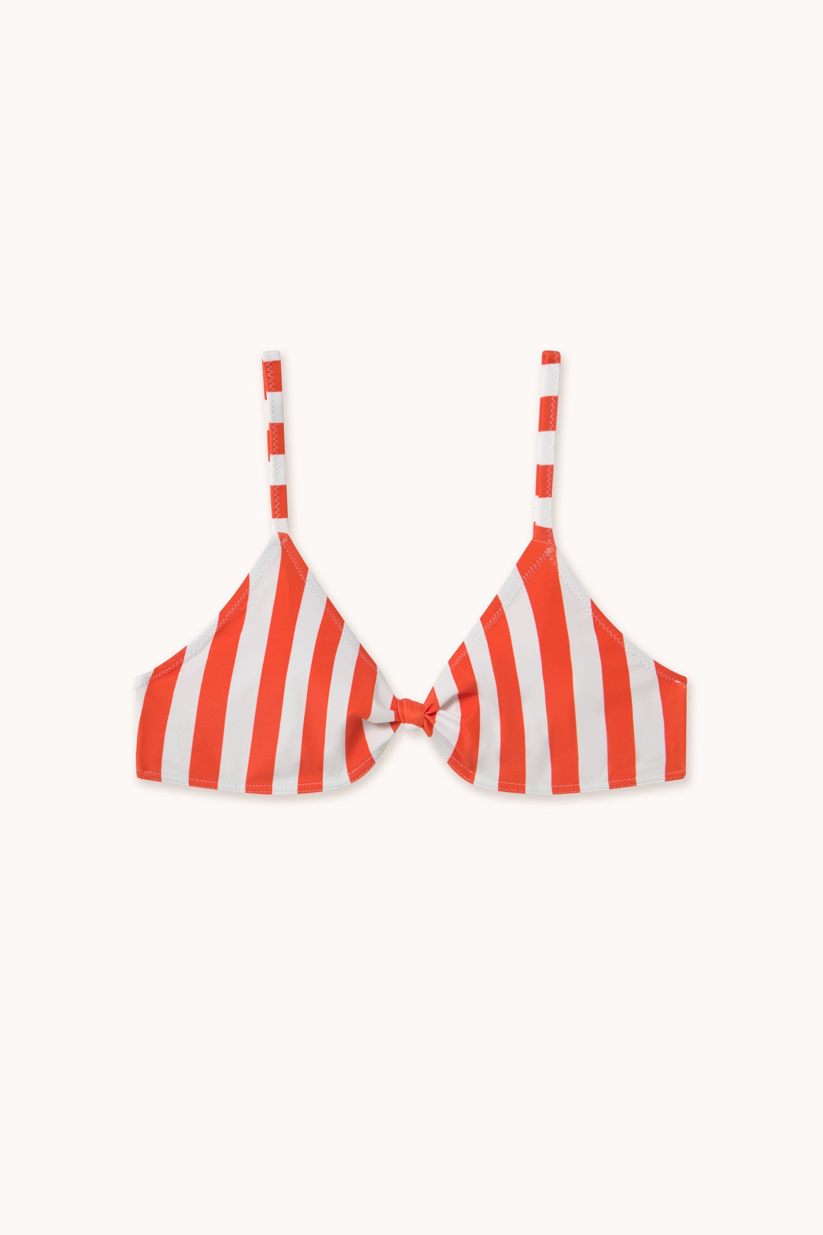 STRIPED KNOT BIKINI TOP off-white/summer red