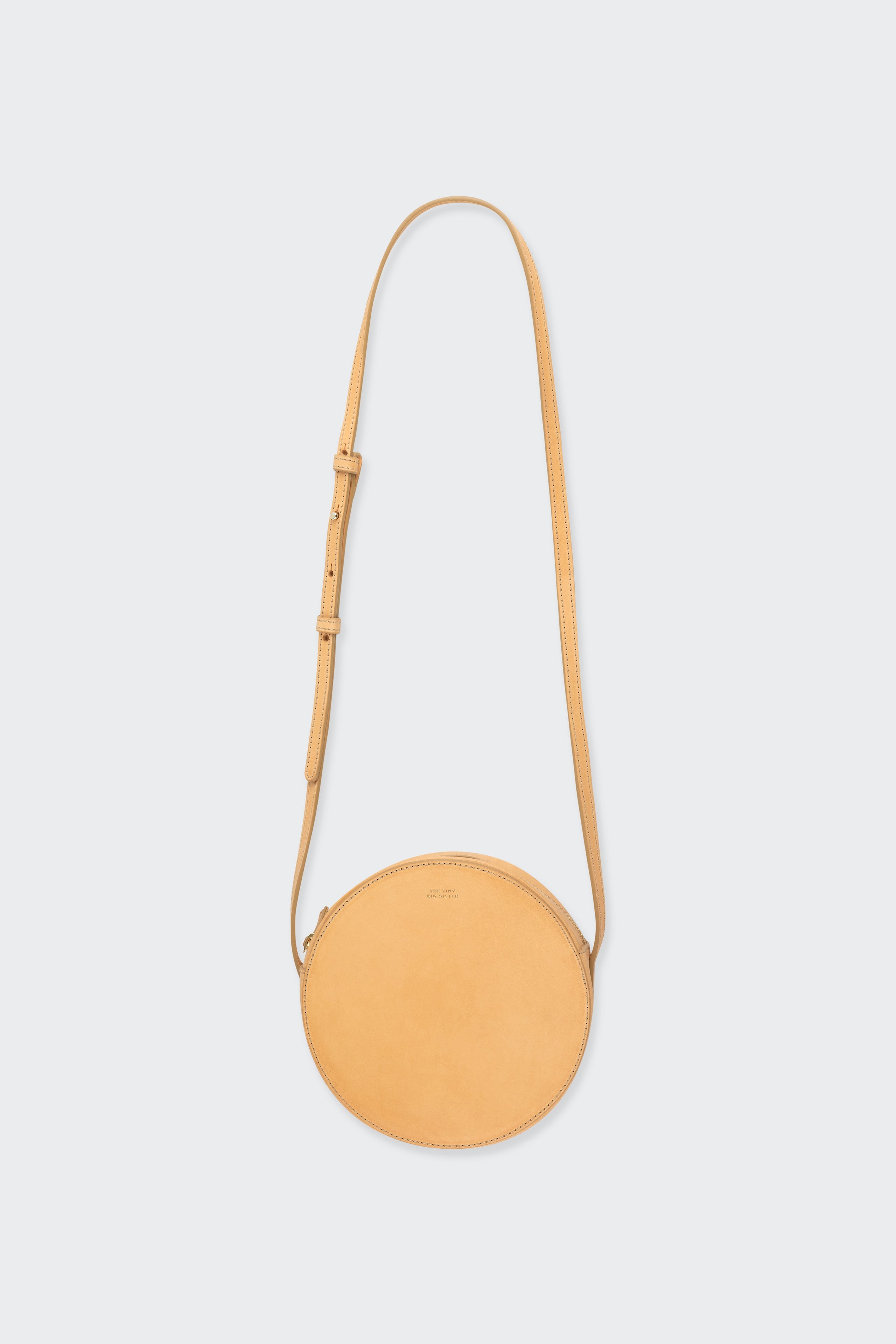 Cata Leather Round Bag almond