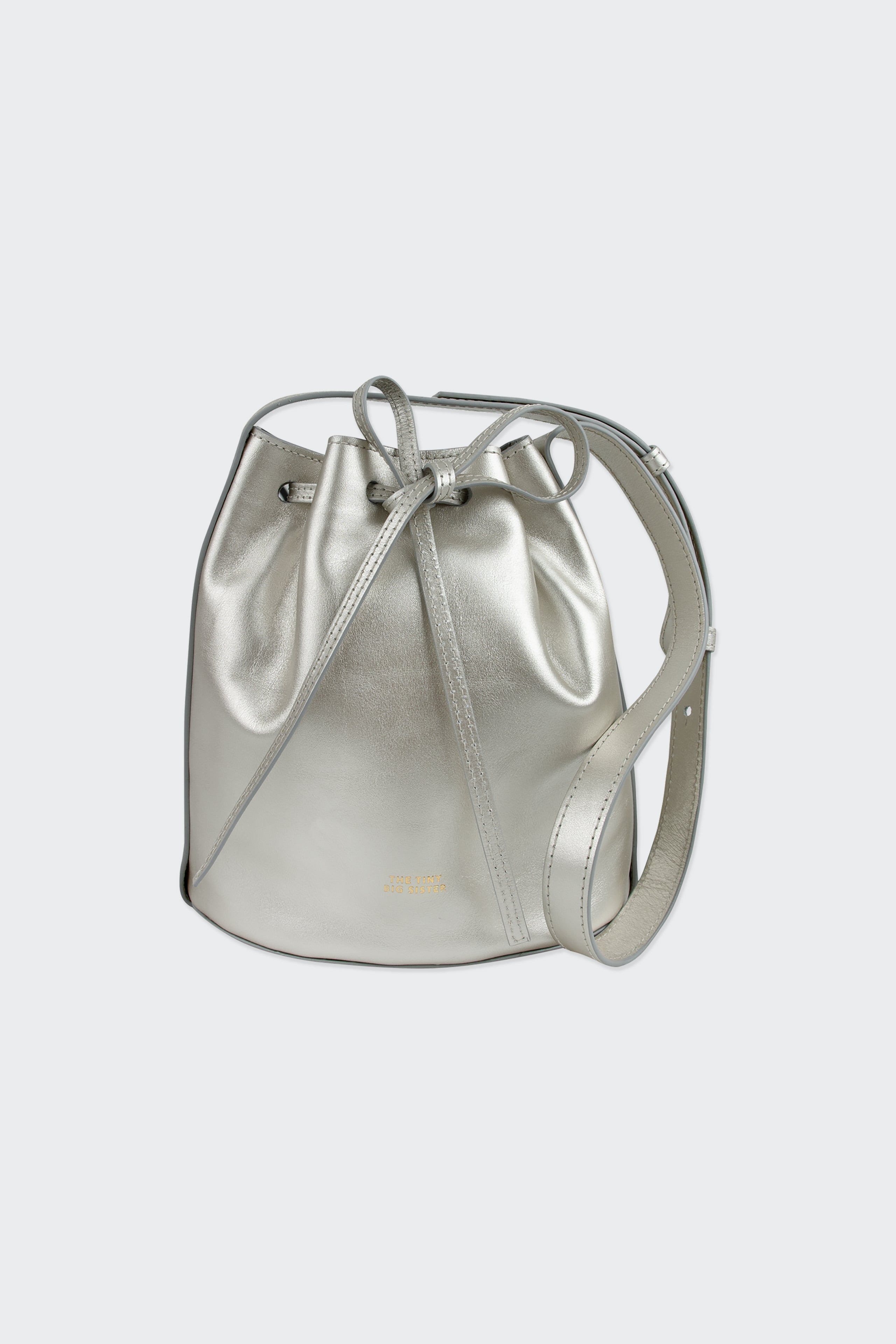 Anne Leather Small Bucket Bag light grey