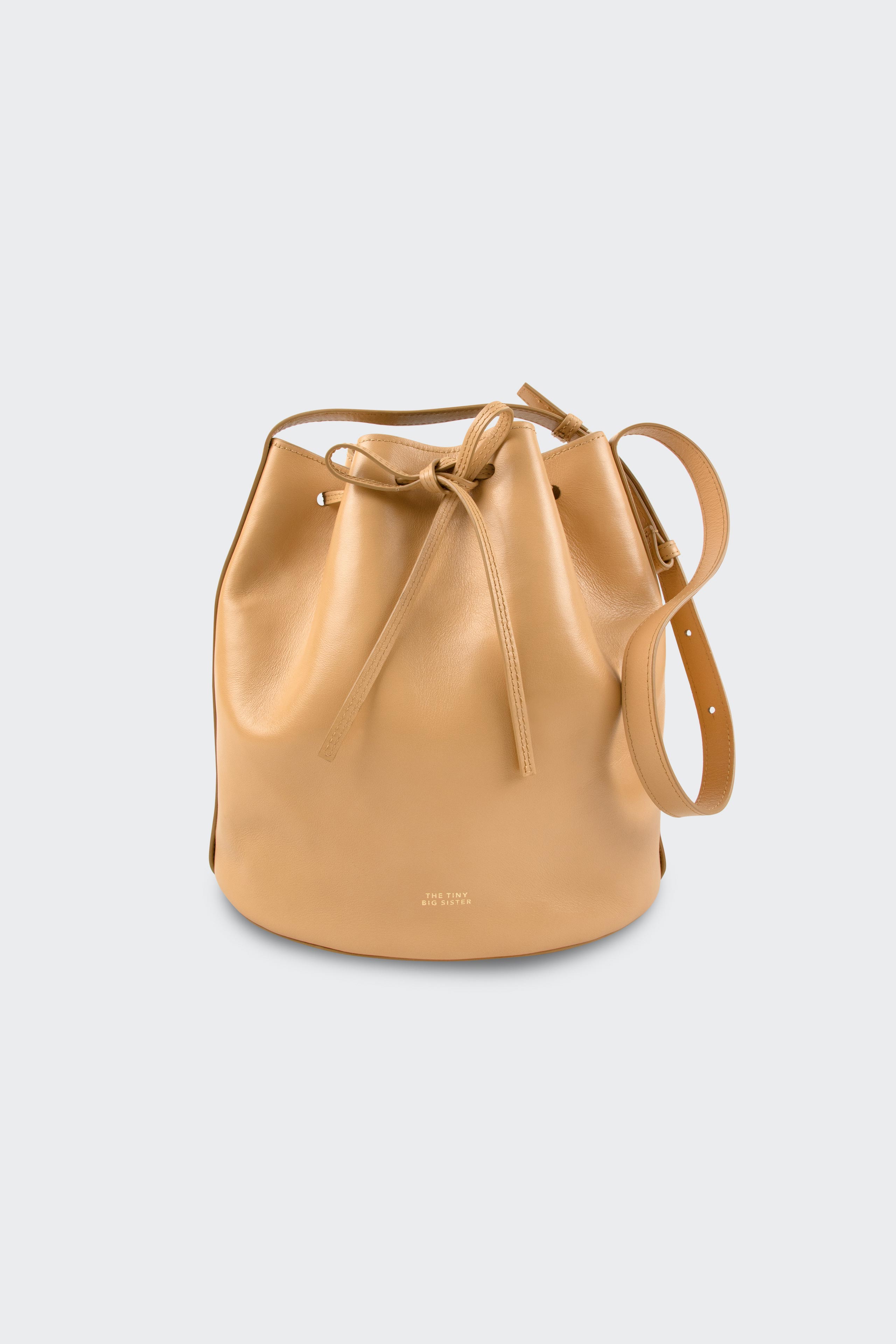 Anne Leather Bucket Bag almond